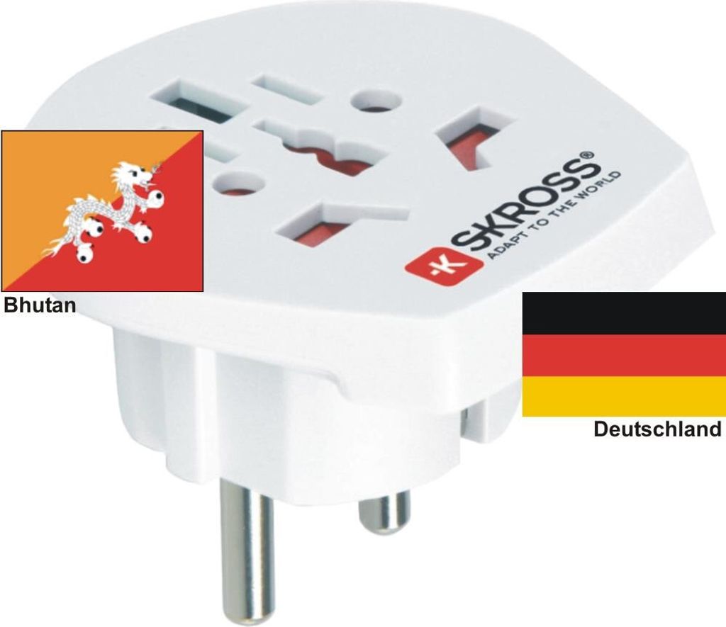 Reiseadapter Deutschland auf Bhutan - Skross 1.500211 Reisestecker