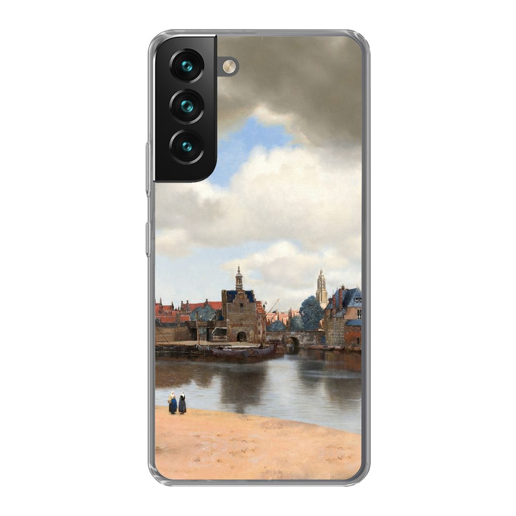 MuchoWow Handyhülle Schutzhülle Hülle für Samsung Galaxy S22 Plus Ansicht von Delft - Gemälde von Johannes Vermeer Silikon Softcase Handy H...