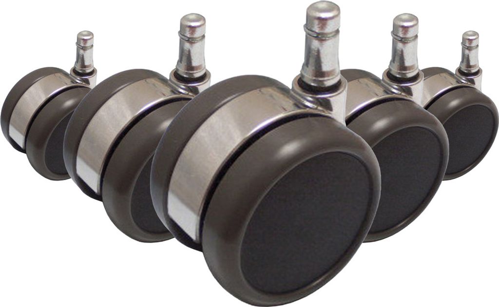 hjh OFFICE Stuhlrollen 5x ROLO LUX 11mm/65mm Ersatz Rollen Bürostuhl für Parkett, Laminat, Fliesen oder Steinboden