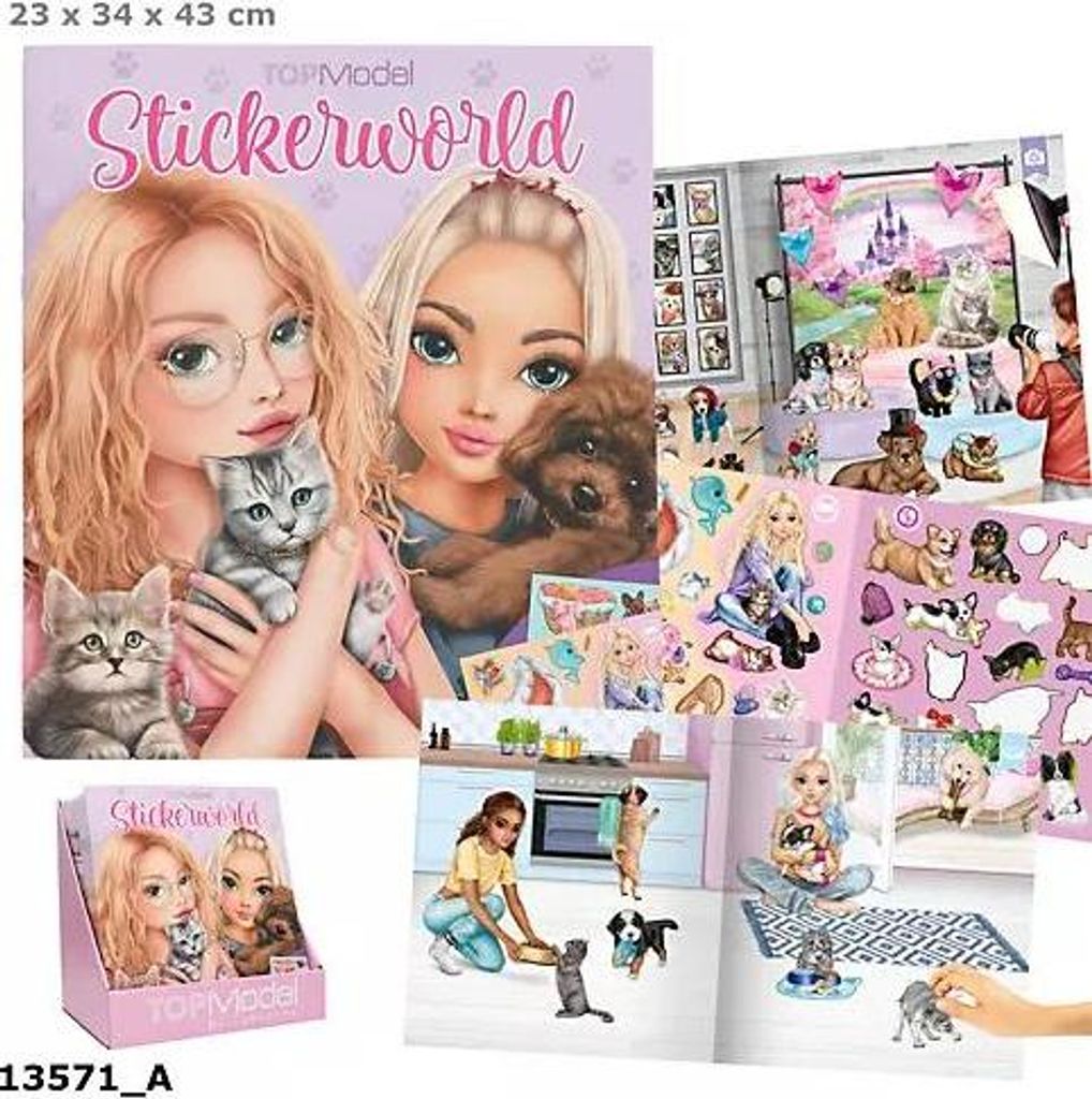 Depesche 13571 TOPModel Kitty and Doggy - Stickerbuch mit Zdjęcie produktu 
