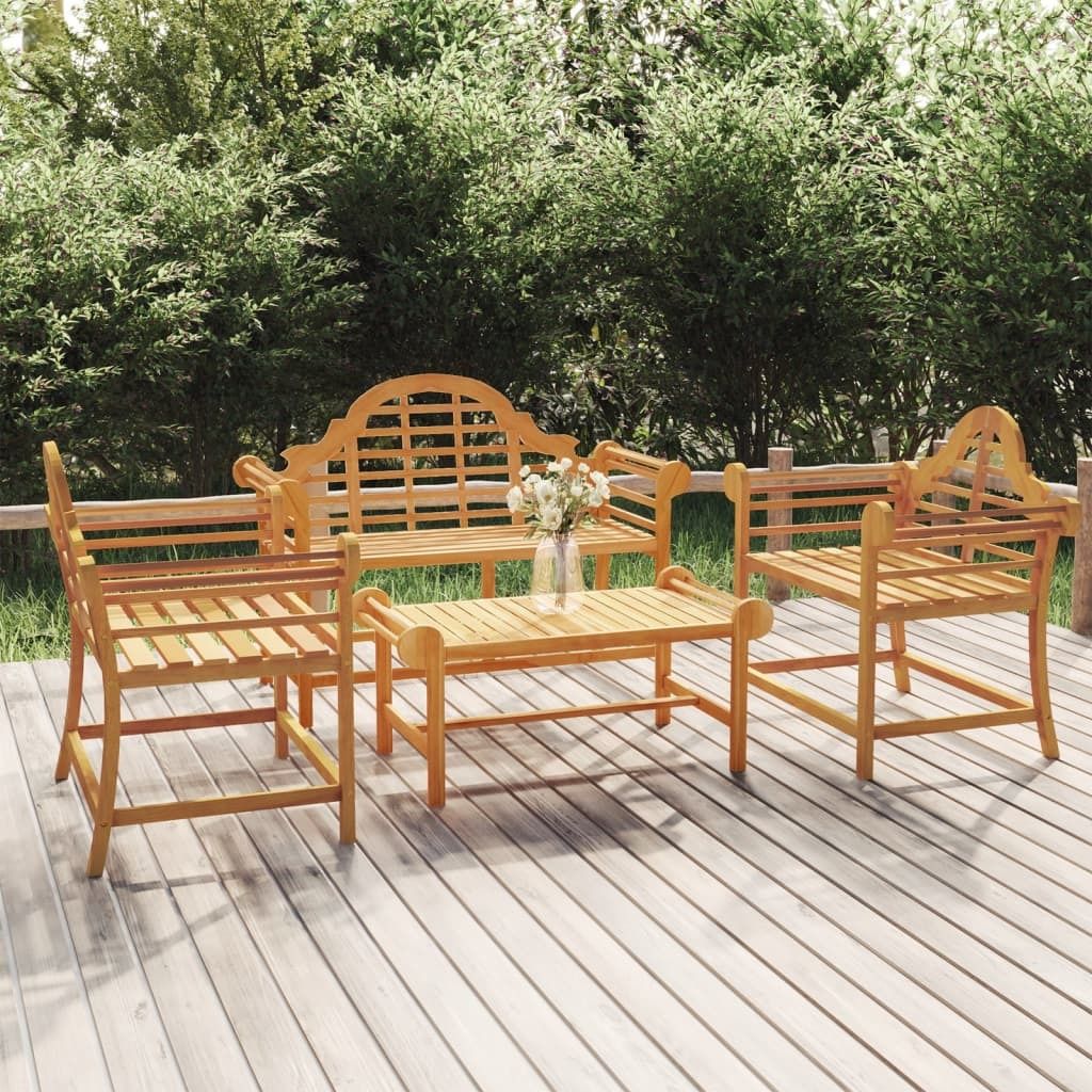 Möbel 2025 4-tlg. Garten-Lounge-Set Massivholz Teak Balkonmöbel Gartenmöbel DE8207024