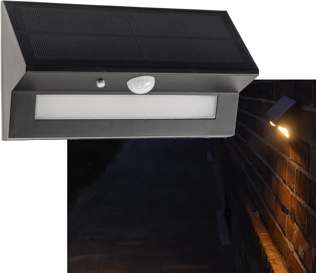 LED Solar Wandleuchte SWL-AS400 IP44 warmweiß 3000K PIR Sensor