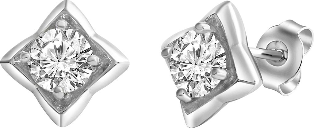 V Ohrstecker 925/- Sterling Silber 1,2cm weiß Zirkonia weiß 360221879
