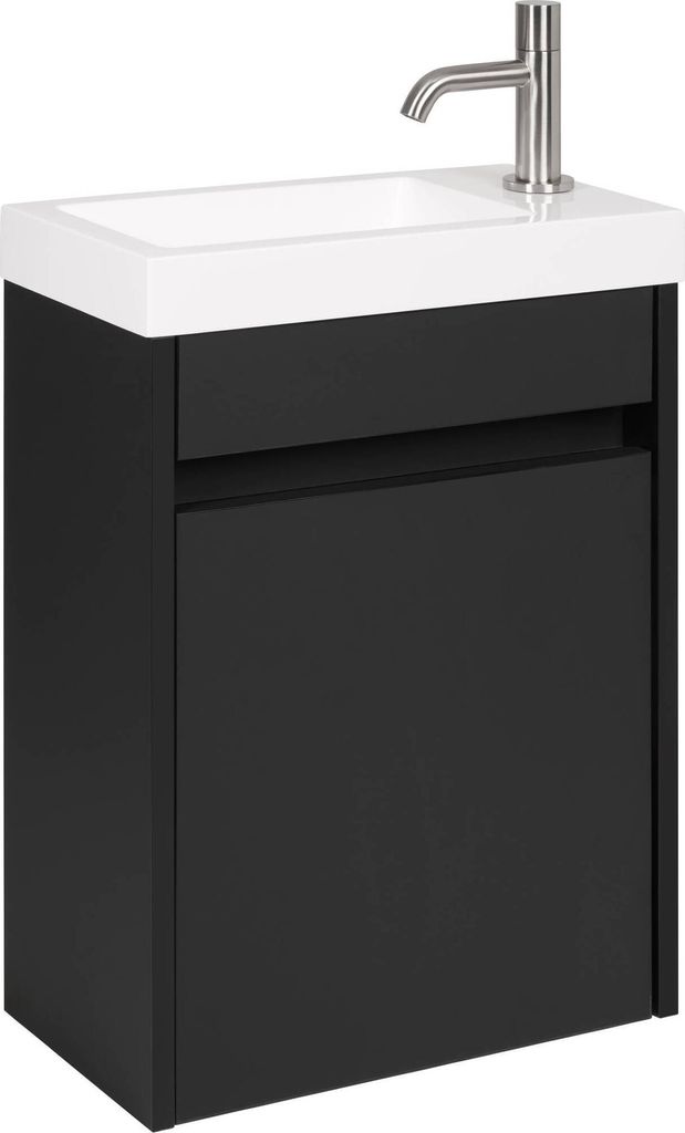 Saqu Florence vormontierter Waschbeckenunterschrank für Gäste-WC Seidenglanz