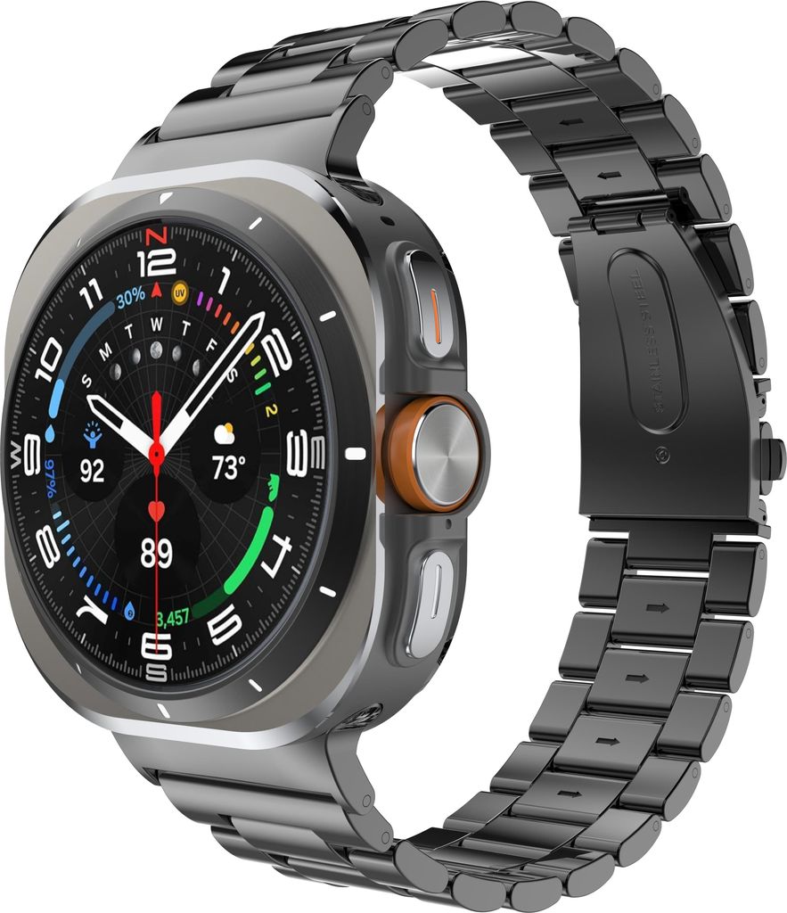 Cazy Uhrenarmband geeignet für Samsung Galaxy Watch Band (PrimeSteel) – Smartwatch-Armbänder (+Uhrenkürzungsset) – Universelles Armband geei...