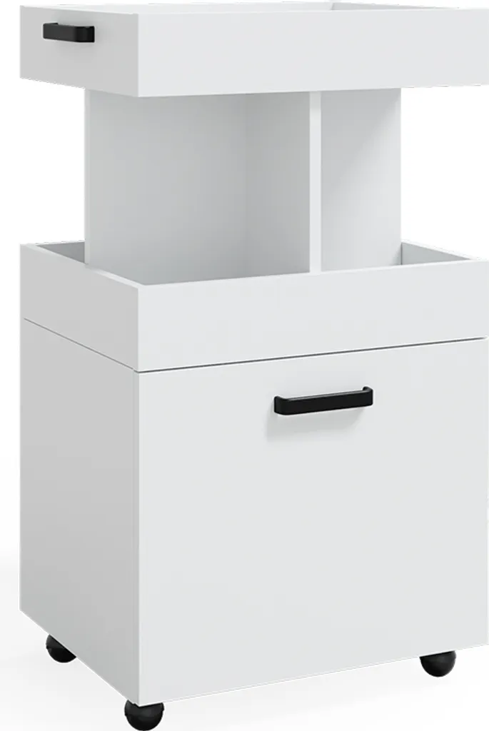 Meuble de rangement de bureau Vicco Kamber blanc à roulettes 50 cm