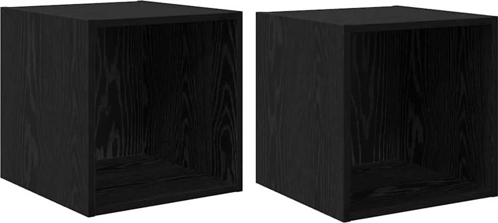 Set 2 Cubi Sospesi Rovere Nero 37x37 | Arredo Industriale Moderno