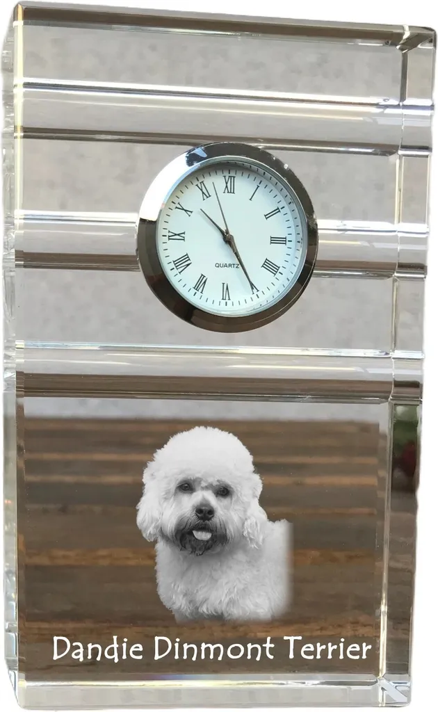 Art-Dog Orologio da Tavolo Dandie Dinmont Terrier in Cristallo Ottico