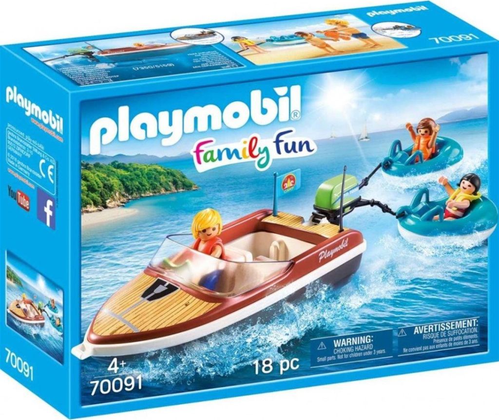 PLAYMOBIL Family Fun Boat mit Schwimmern, ab 4 Jahren (70091) PLAYMOBIL