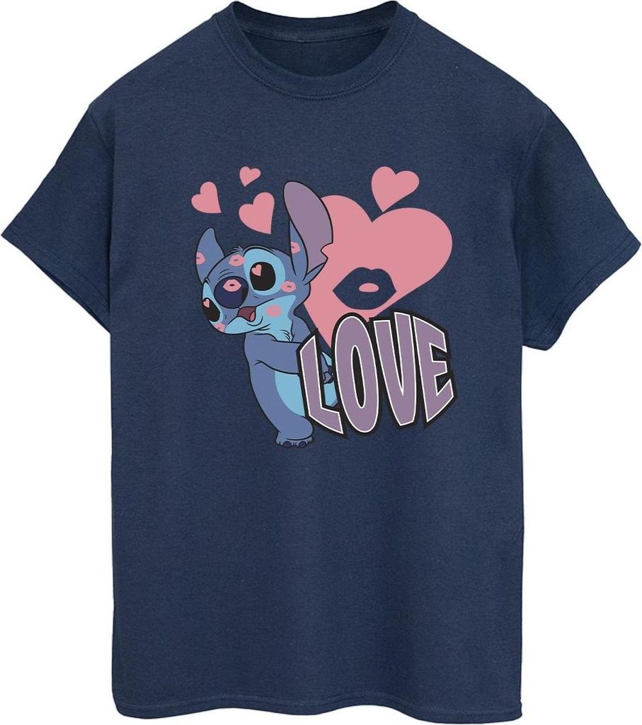 Lilo & Stitch - "Love Hearts" T-Shirt für Damen BI53946 (M) (Marineblau)