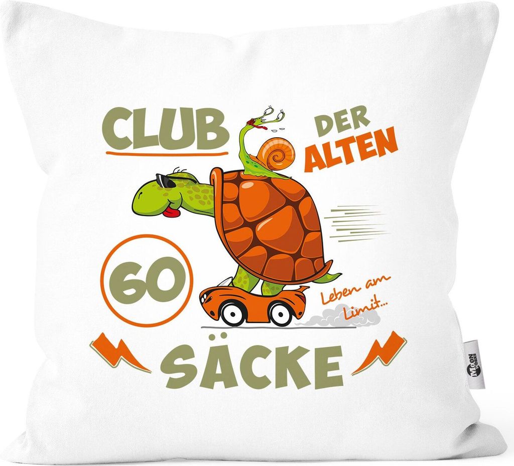 Kissen-Bezug witziges ironisches Geschenk für Männer zum 30, 35, 40, 45, 50, 55, 60, 65, 70, Geburtstag lustiger Spruch MoonWorks 60 Jahre wei...