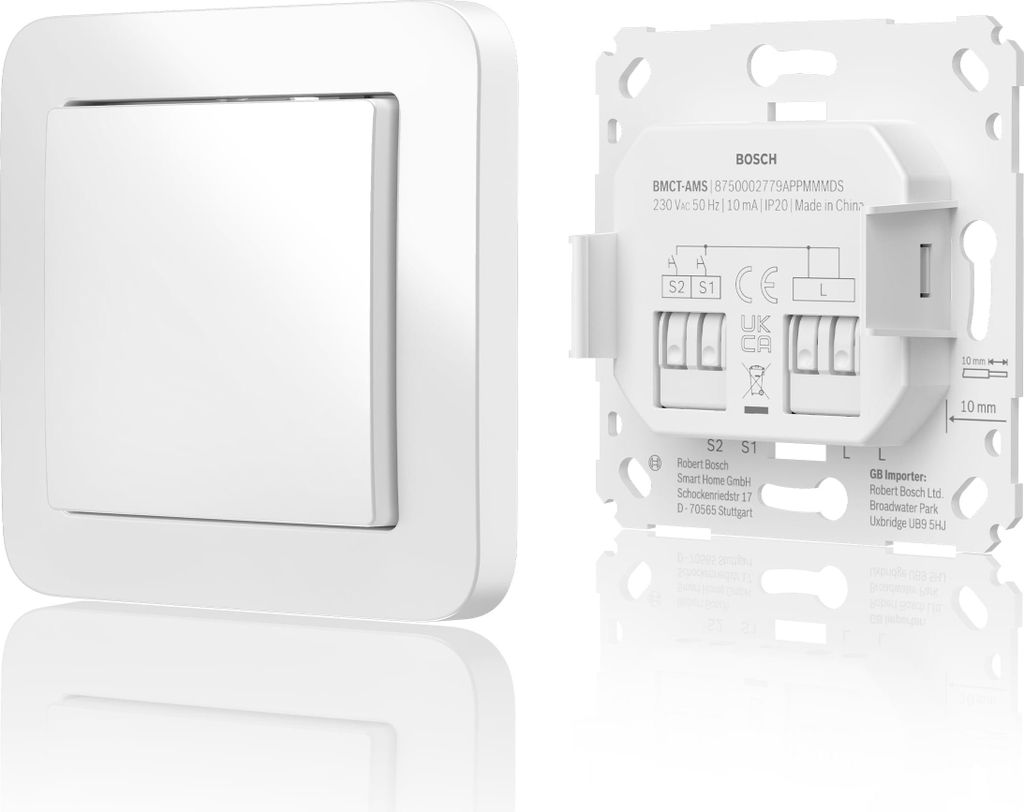 Bosch Smart Home Wandschalter für smarte Aktoren, platzsparender Einbau in die Gerätedose, für Bosch Smart Home Licht-/ Rollladensteuerung II, R...