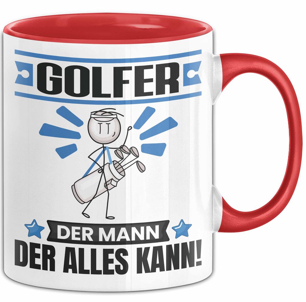Golfer Tasse Geschenk für Golfer Der Mann Der Alles Kann Geschenkidee zum Geburtstag (Rot)