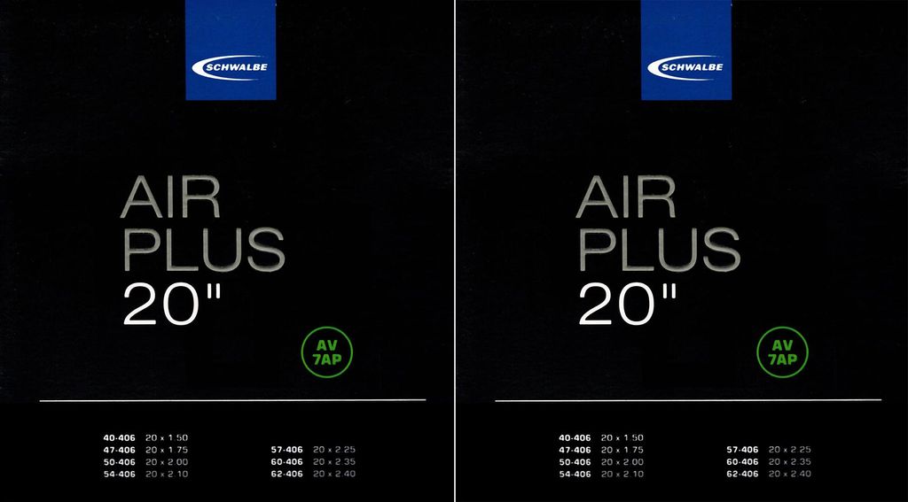 2x Schwalbe Schlauch AV 7AP 20 Zoll (40/62-406) Air Plus Produktbild 