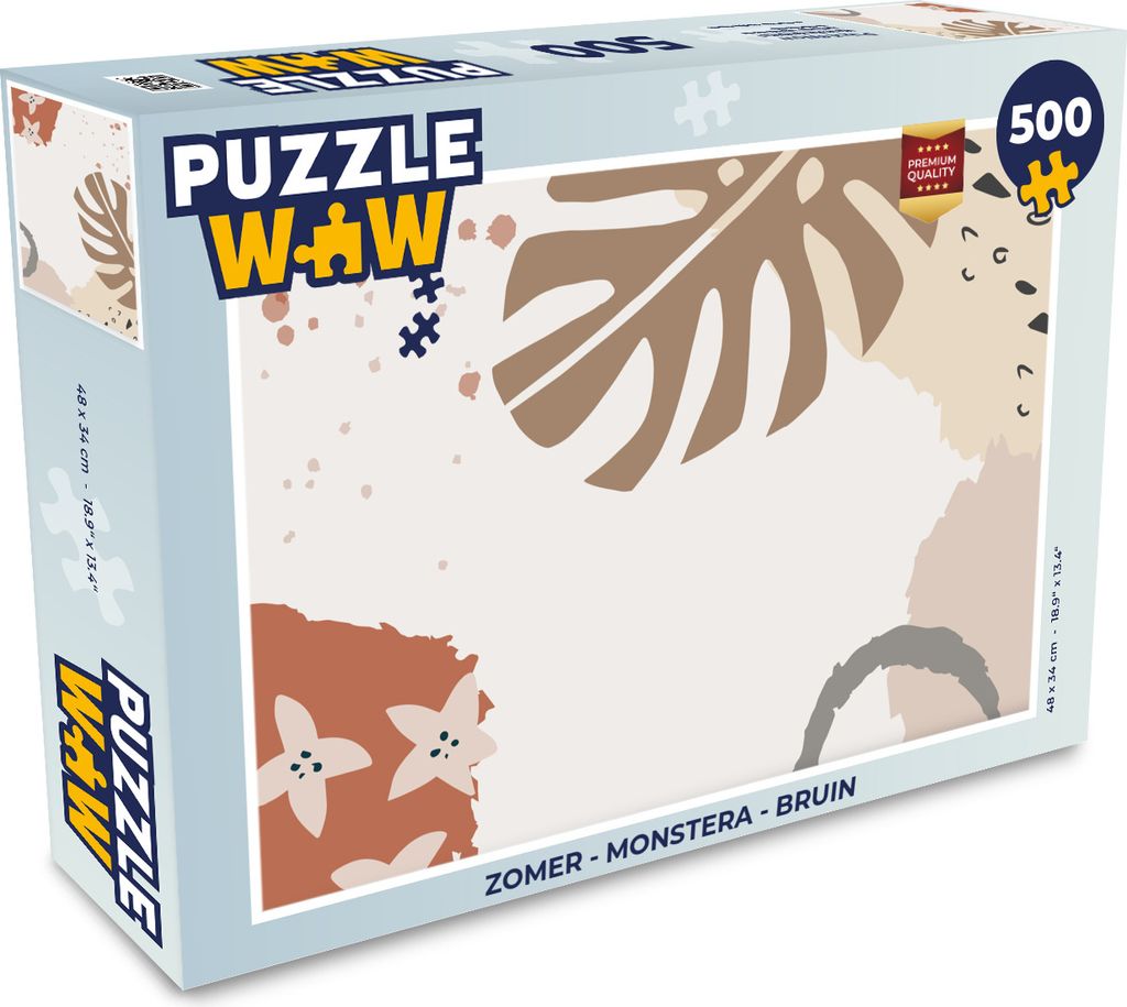 MuchoWow Puzzle 500 Teile Sommer - Monstera - Braun - 500 Teile - Kinder - Selberbauen - Puzzlespiele