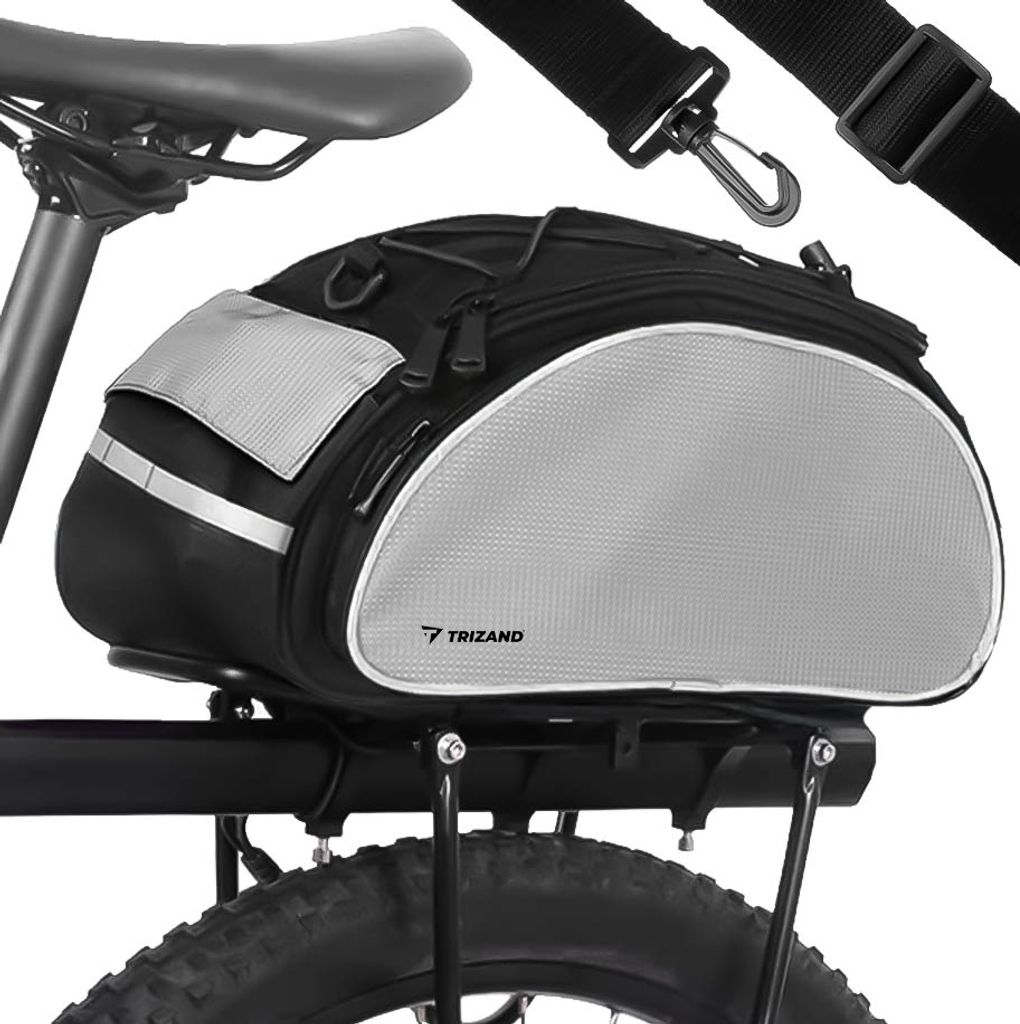 Fahrradtasche für Gepäckträger 13 L Klett-Befestigung Schultergurt Tragegriff Reflektoren Wasserabweisend für Fahrrad Rennrad E-Bike Motorrad S...