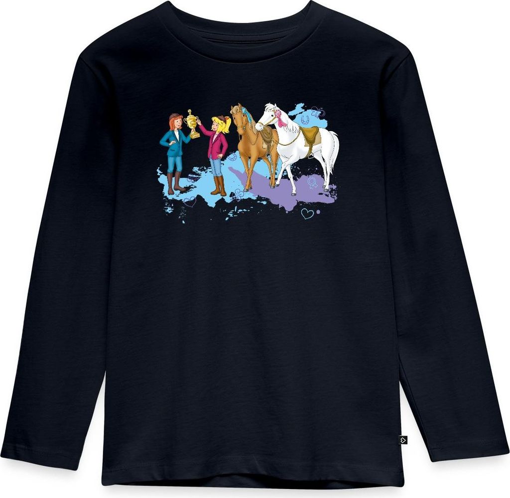 Spreadshirt Bibi Und Tina Pokal Siegerschleifen Kinder Premium Langarmshirt, 134/140 (8 Jahre), Navy