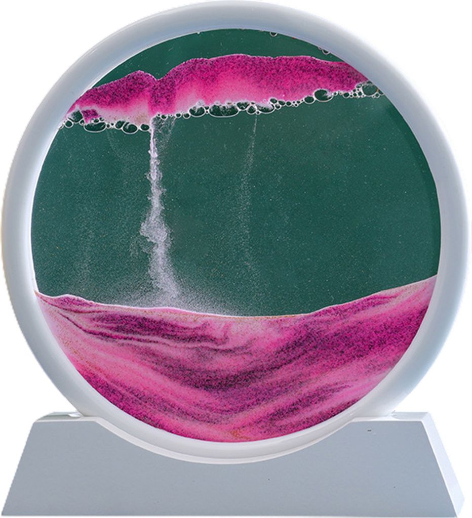 Sand Landschaft kreatives 3D -Glas Tiefsee Mobile Sandmalerei für Wohnzimmer-Rosa ,Größen:12Inch
