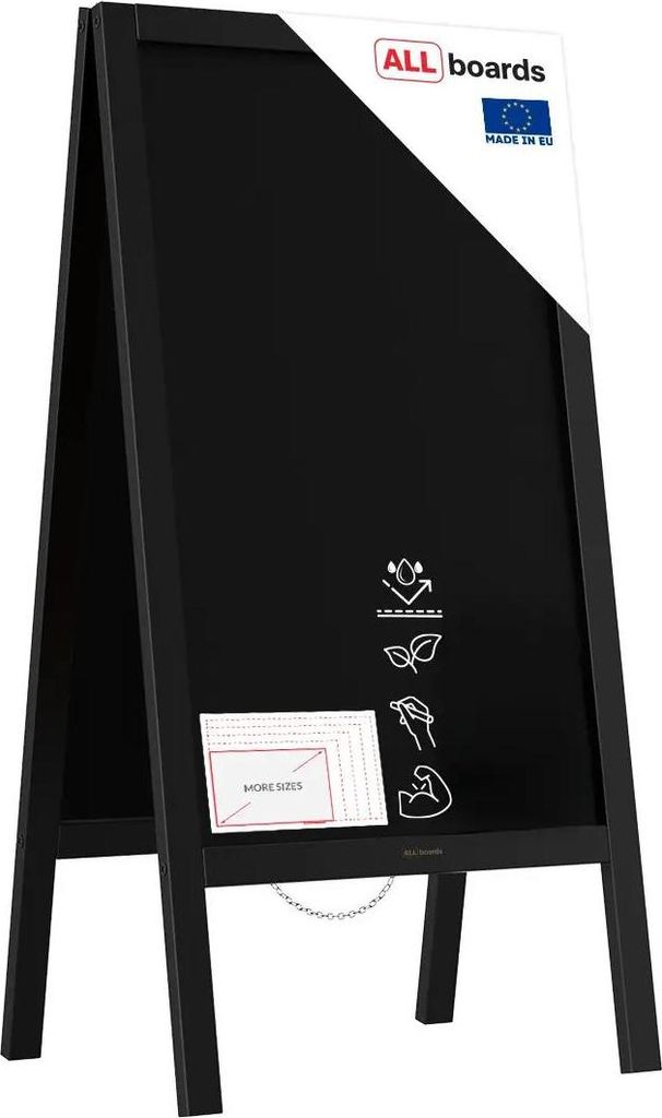 Lavagna da gesso con cavalletto bifacciale 100x50cm NERA Immagine del prodotto 
