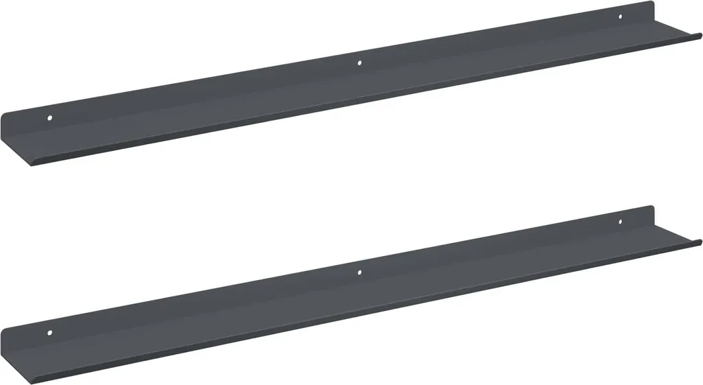 Mensole a Muro 80 cm Acciaio Antracite - Set 2 Pezzi Sospesi Salvaspazio