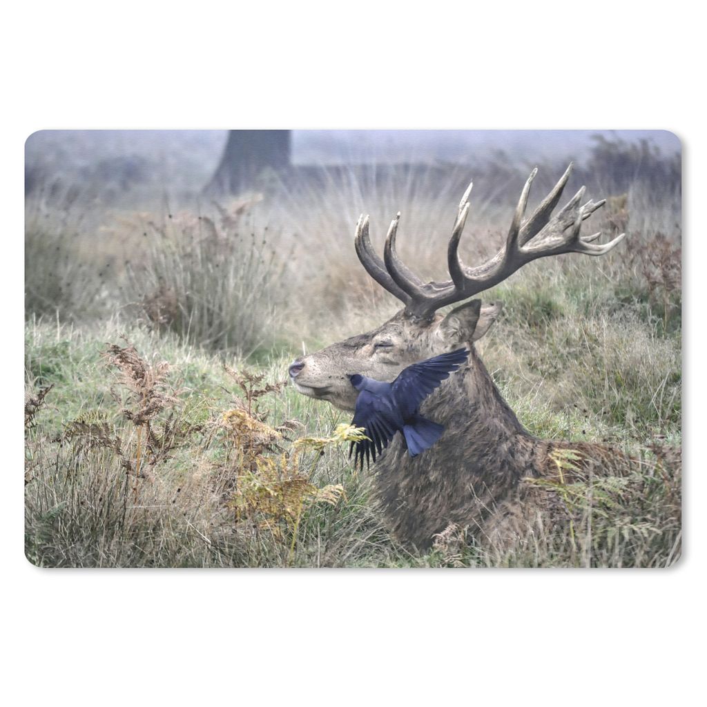 MuchoWow® Mauspad Mousepad Hirsch - Vogel - Wald 27x18 cm - Produktbild 