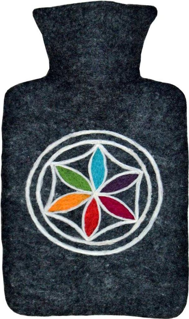 Hugo Frosch Klassik Wärmflasche 1,8 L, Filzbezug, Lebensblume