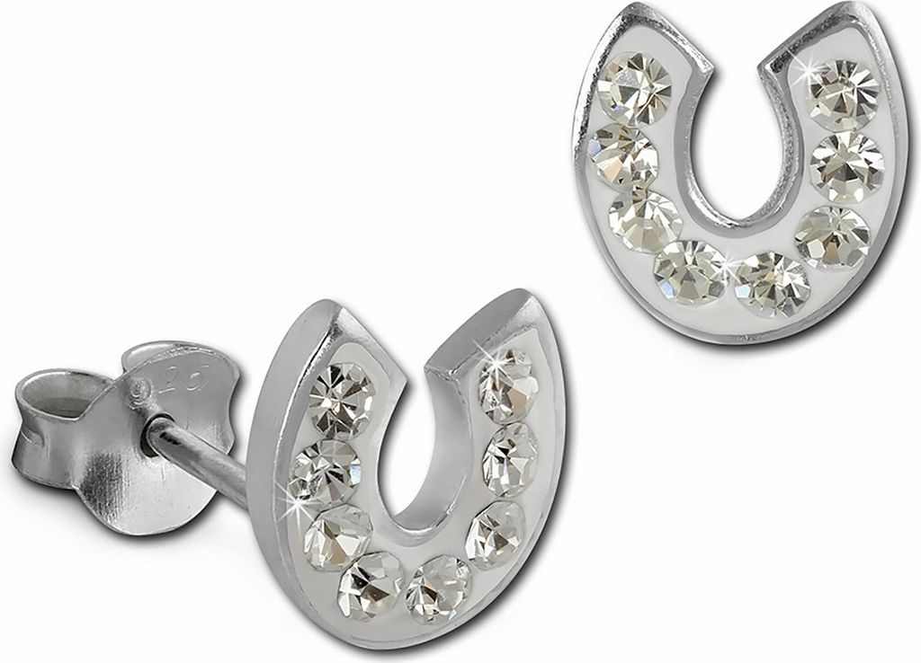 SilberDream weiß Ohrringe Hufeisen Zirkonia Damen 925 Silber Ohrstecker GSO603W
