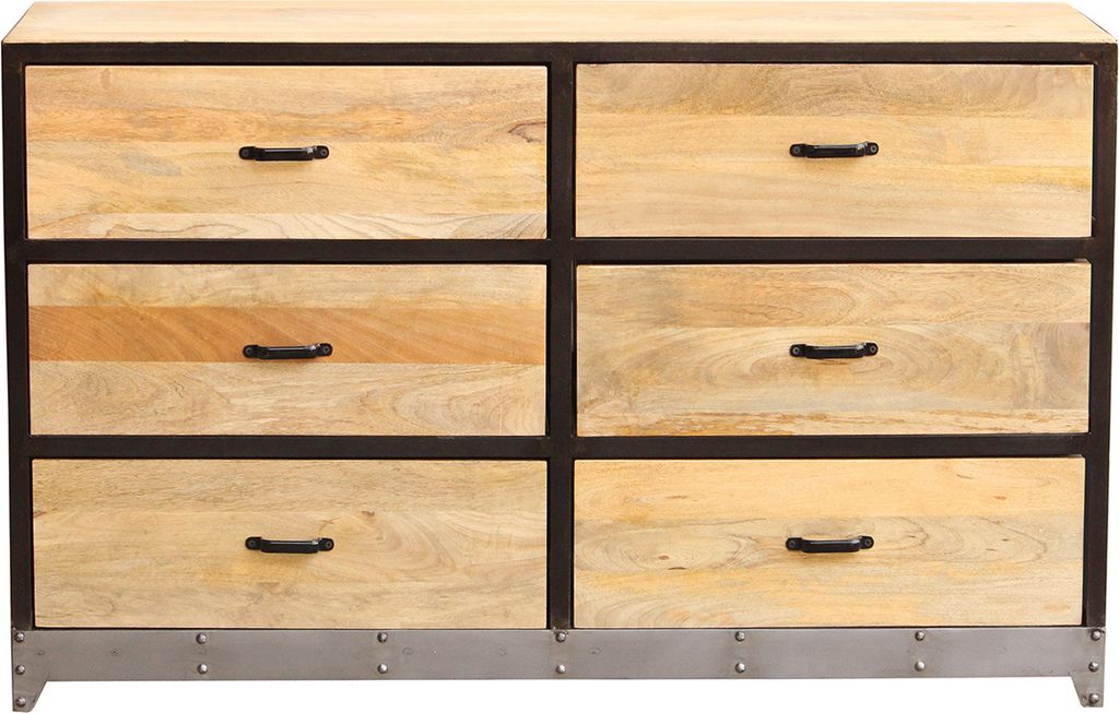 Miliboo - Kommode 6 Schubladen Holz und Metall INDUSTRIA