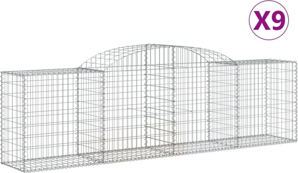 vidaXL Gabionen mit Hochbogen 9 Stk. 300x50x80/100 cm Produktbild 