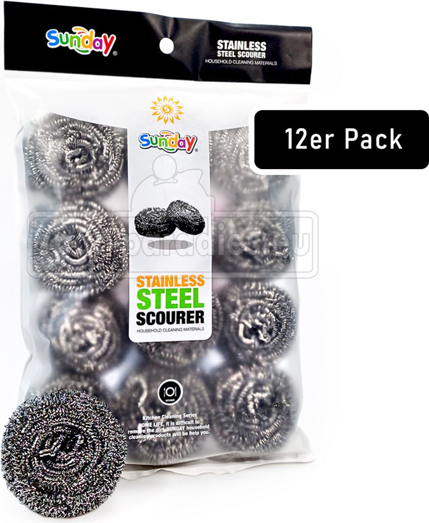 Edelstahlspiral-Topfkratzer & Scheuerschwamm, 12er Pack Produktbild 