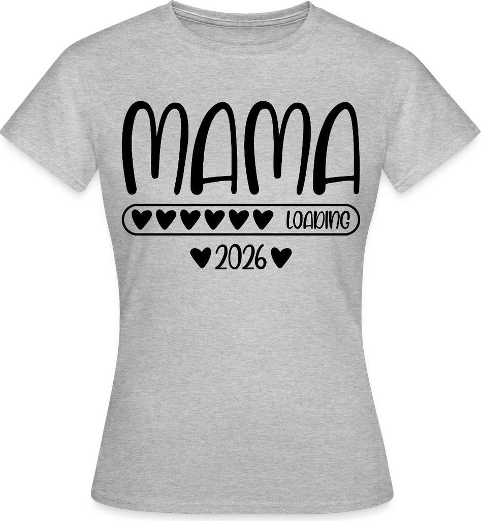 Spreadshirt Mama 2026 loading Frauen T-Shirt, M, Grau meliert