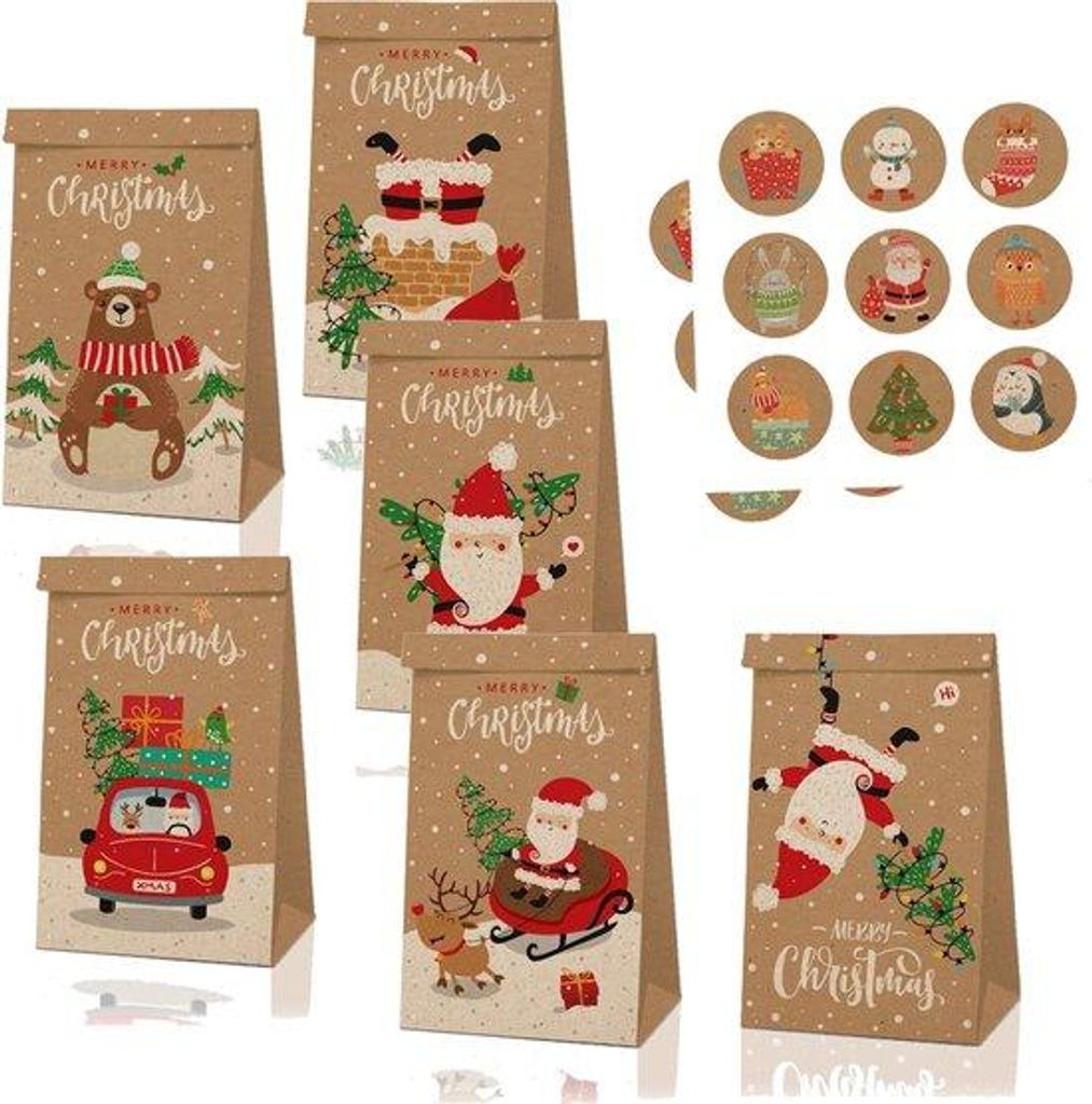 Luxus-Weihnachtsgeschenkset mit 12 festlichen Taschen und Stoffern
