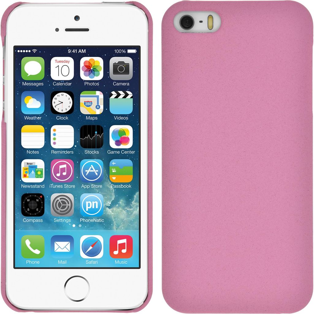 PhoneNatic Case kompatibel mit Apple iPhone 5 / 5s / SE - Hülle rosa vintage Hard-case + 2 Schutzfolien