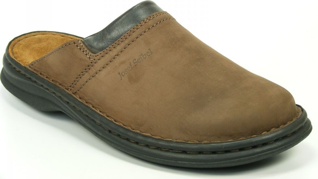 Josef Seibel Schuhe Herren Pantoletten Leder Clogs Max Fettnubuk brasil, Schuhgröße:45