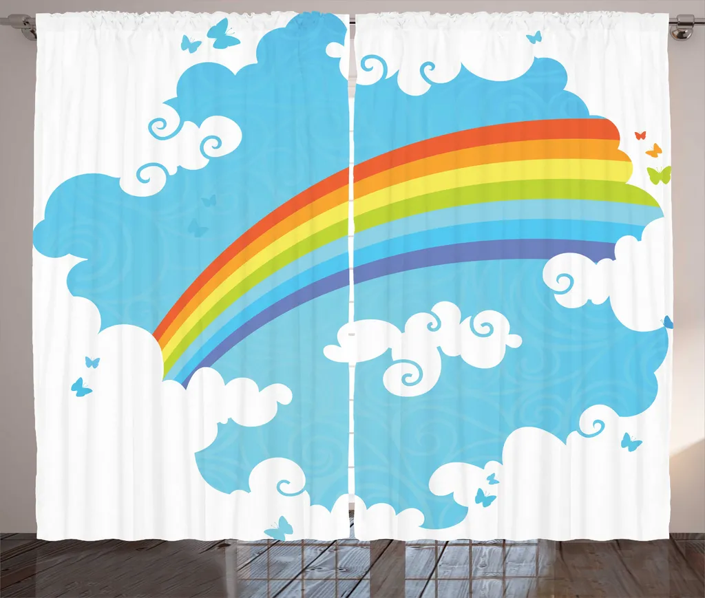 Rideau à fronces arc-en-ciel avec crochets pour chambre à coucher 280x225