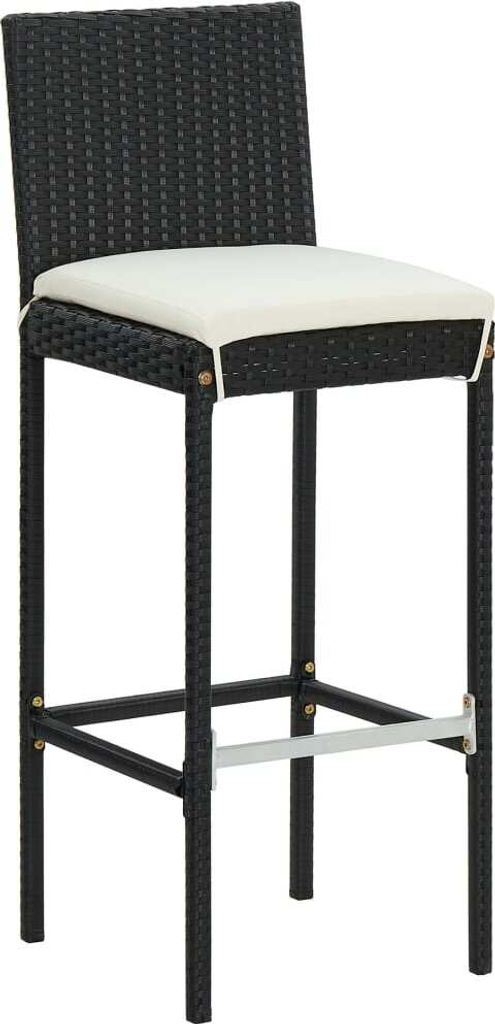 vidaXL Tabouret de bar de jardin avec coussin 2 pcs. noir Image du produit 