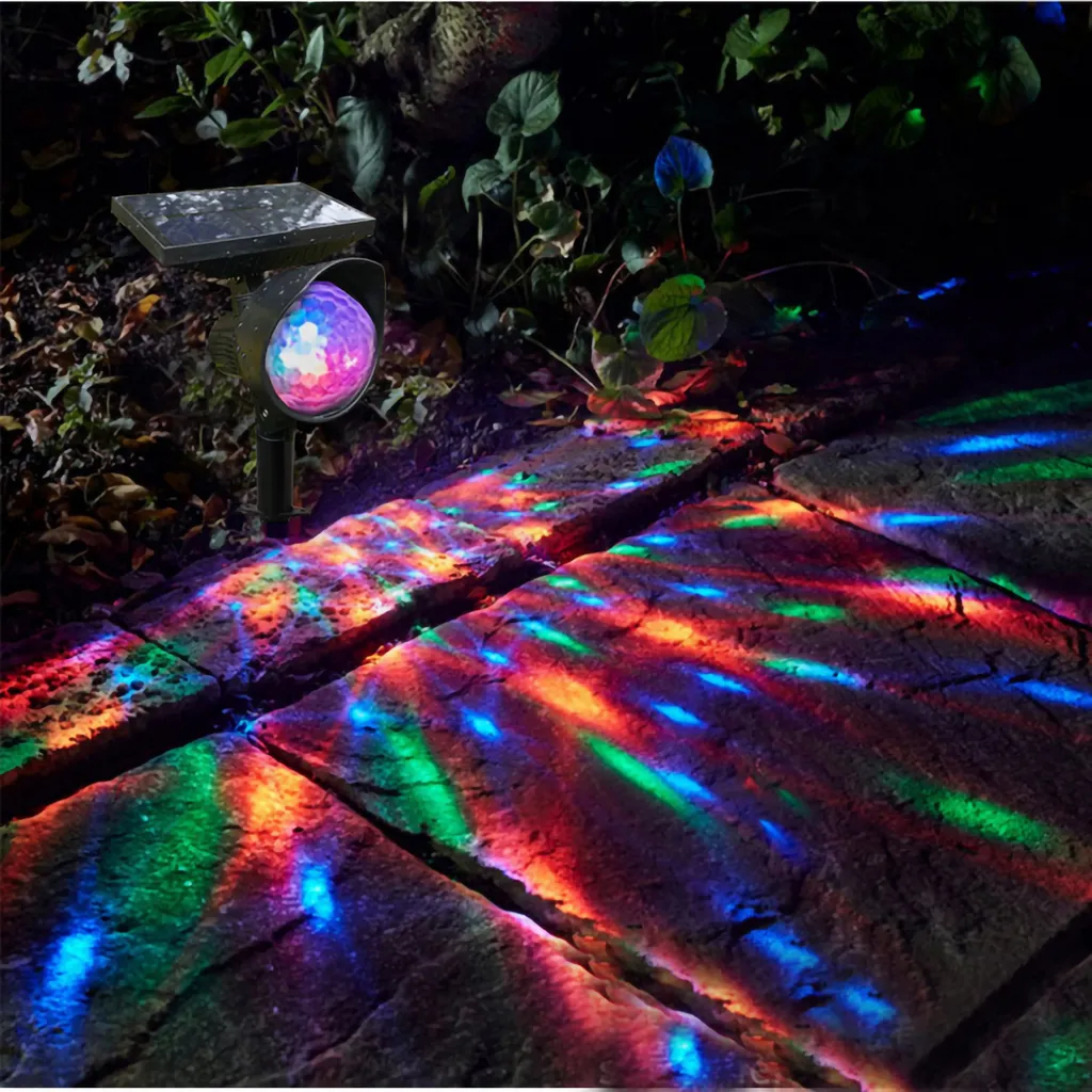 Luce solare all'aperto del proiettore, lampada solare del proiettore, lampada solare del proiettore del prato, luce alimentata solare del proiettore, luce rotante solare del proiettore, luce del proiettore del paesaggio - 1