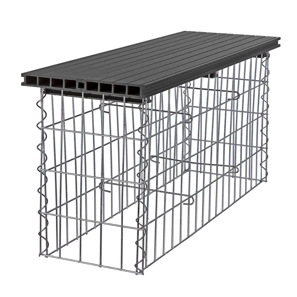 Banc en gabion Wuppertal 100x30 cm anthracite, assise de jardin robuste