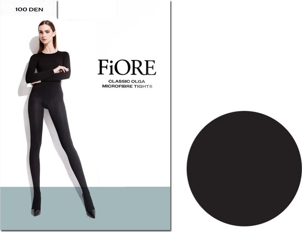 Schwarze glatte, blickdichte Strumpfhose 100 den Olga 3 Black