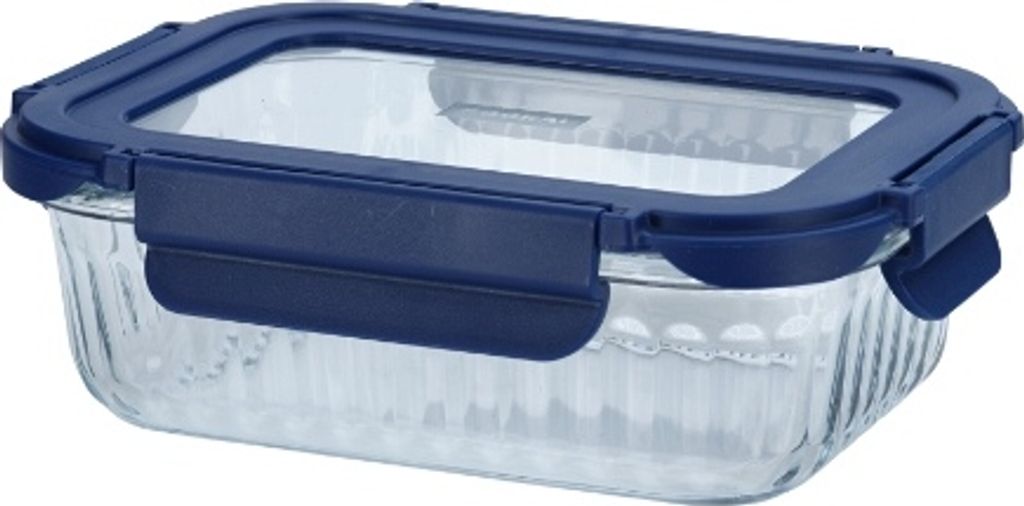 Auflaufform mit Deckel, 0,64 L, Blau, Glas, Kunststoff - Cookai