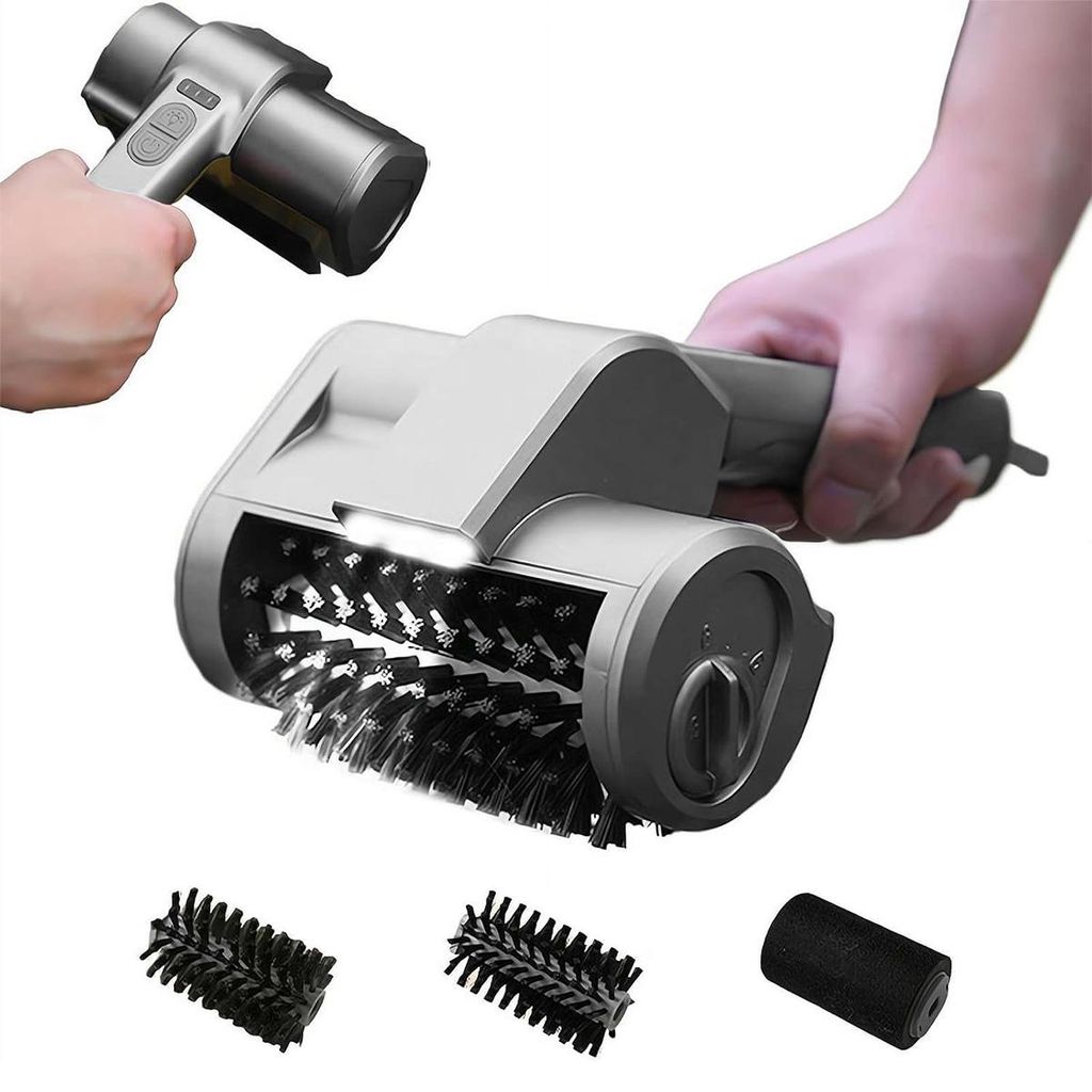Elektrische Grillbürste 3 in 1 kabellos, BBQ Grillreiniger mit 3 Aufsätzen, IPX6, Akku 7.4V, 2 Geschwindigkeiten, LED Licht, für Grill & Rost Re...