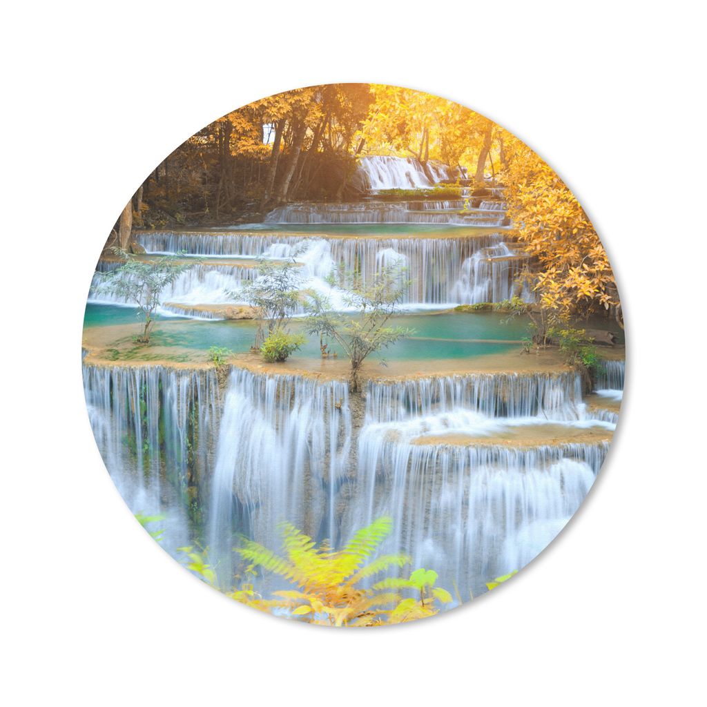 MuchoWow Mauspad Mousepad Wasserfall - Herbst - Bäume - Braun - Wasser 30x30 cm - Mousepads - Maus Mat - Pad - Mausunterlage - Tischunterlage - ...