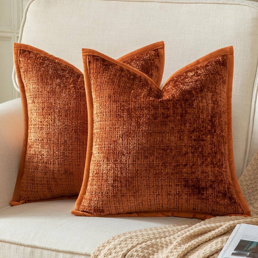 Set mit 2 Kissenbezügen, Ziegelmuster, 65x65 cm, Chenille-Kissenbezug, dekorativer Kissenbezug für Sofa, Schlafzimmer, Wohnzimmer, weiche, kusche...