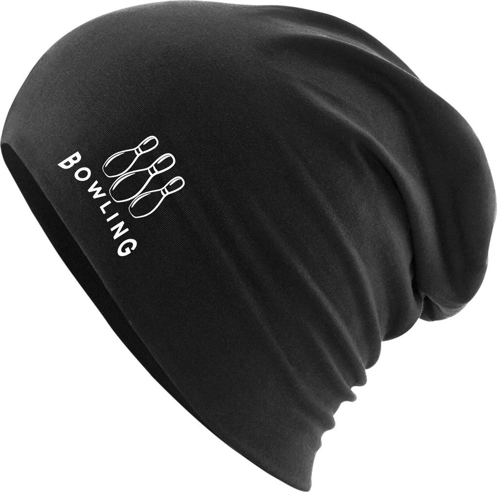 Huuraa Beanie Bowling Pinns Black One Size Baumwolle und Elasthan Mütze Geschenkidee