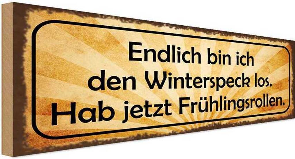 vianmo Holzschild 10x27 cm Winterspeck los Frühligsrollen Dekoration