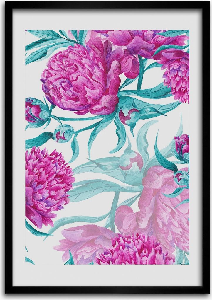 Bild - Bilderrahmen - 50 cm x 70 cm - MDF - Rahmen - Wandkunst Pfingstrosen