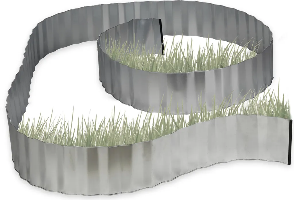Relaxdays 2x Rasenkante galvanisé - Bordure de jardin en acier flexible