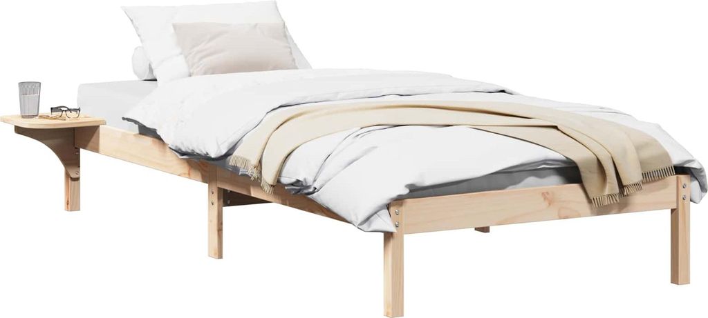 vidaXL Bettrahmen Natur 90 x 190 cm Massives Kiefernholz