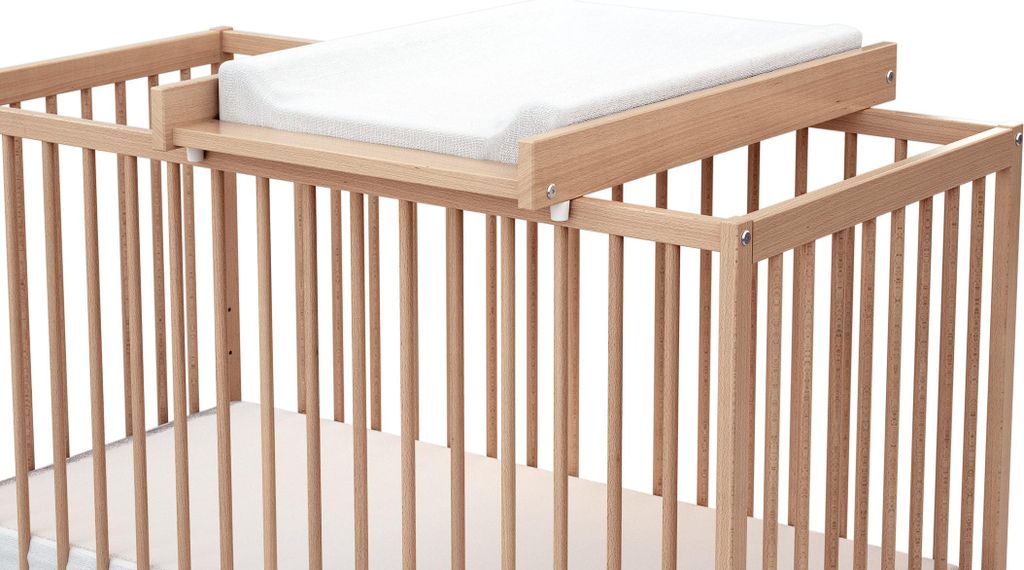 WEBABY - Wickelplan für Babybett MONA Holz Buche Lackiert | Wickeltisch für Babybett 60x120cm | Sichere Installation | Leicht | Praktisch