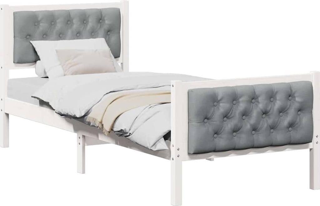 (Robust Möbel) Bettrahmen Hellgrau 80 x 200cm Massives Kiefernholz - CL145194 - Klassische BettenJugendbett Tagesbett